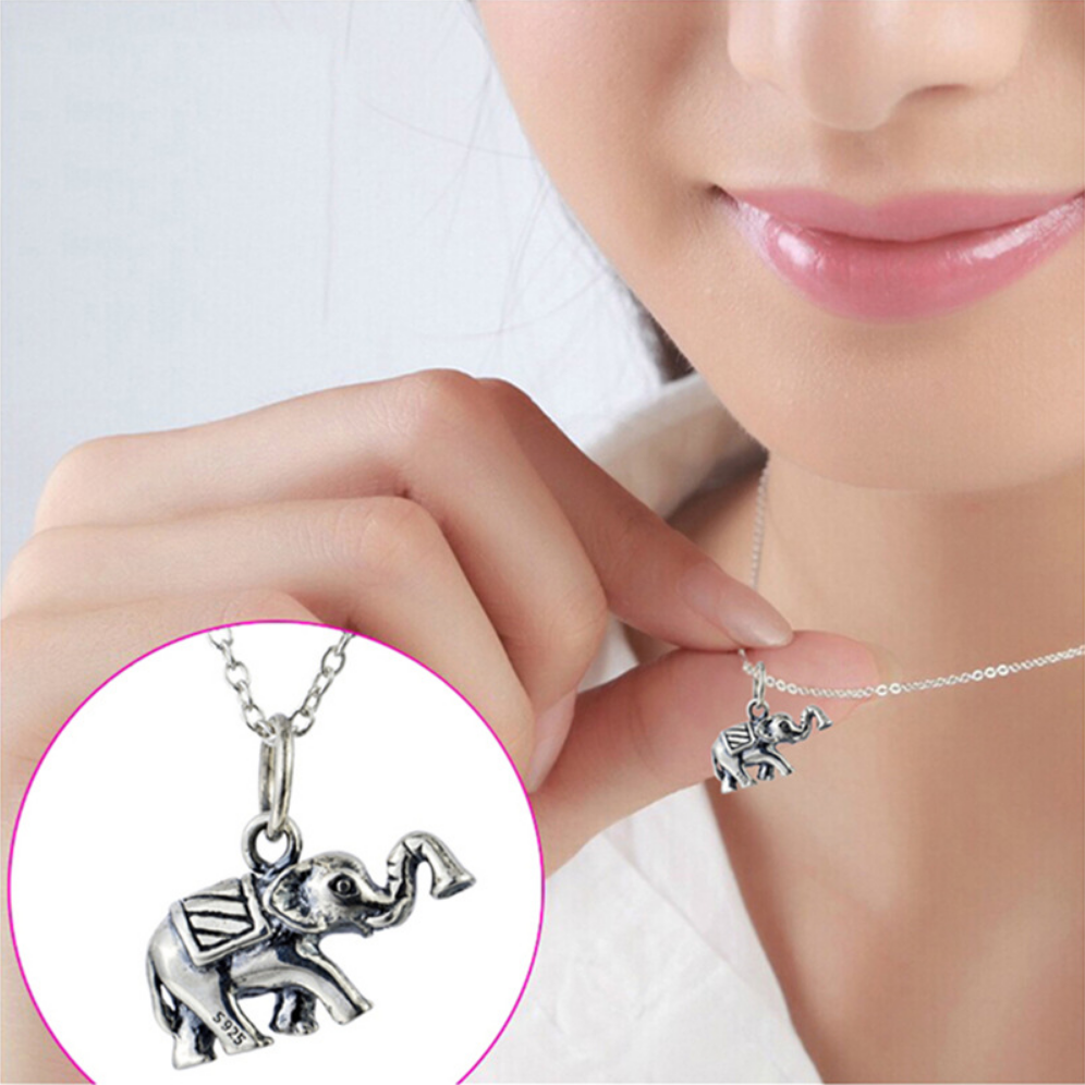 Sterling Silver Elephant Pendant Necklace-Necklace-Classic Elephant