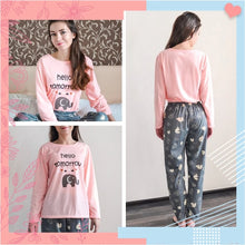 Load image into Gallery viewer, Cartoon Elephant Letter Print Pajama Set For Women-Classic Elephant