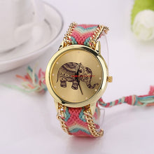 Load image into Gallery viewer, Women&#39;s Watches - Elephant Pattern National Weave Gold Bracelet-Watches-Classic Elephant