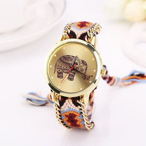 Women's Watches - Elephant Pattern National Weave Gold Bracelet-Watches-Classic Elephant