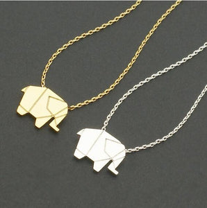 Fashionable Geometric Origami Elephant Necklace-PENDENTS-Classic Elephant