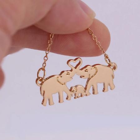 Elephant Father, Mother and Child pendant necklace-Necklace-Classic Elephant