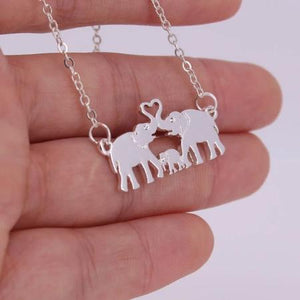 Elephant Father, Mother and Child pendant necklace-Necklace-Classic Elephant