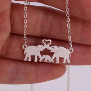 Elephant Father, Mother and Child pendant necklace-Necklace-Classic Elephant