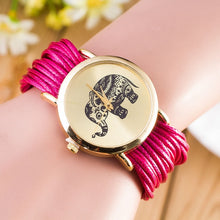 Load image into Gallery viewer, Fashion Women PU Leather Rope Bracelet Watch Casual Elephant Quartz Wristwatch Clock Gifts @17 LXH-Classic Elephant