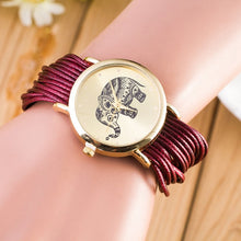 Load image into Gallery viewer, Fashion Women PU Leather Rope Bracelet Watch Casual Elephant Quartz Wristwatch Clock Gifts @17 LXH-Classic Elephant