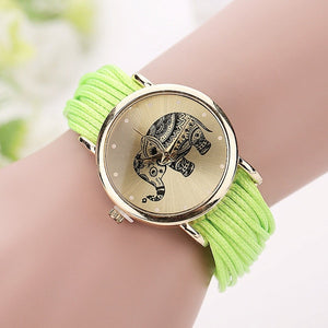 Fashion Women PU Leather Rope Bracelet Watch Casual Elephant Quartz Wristwatch Clock Gifts @17 LXH-Classic Elephant