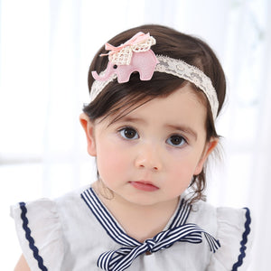 Newborn Cartoon Elephant Lace Elastic Headband-Classic Elephant