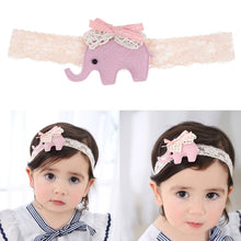 Load image into Gallery viewer, Newborn Cartoon Elephant Lace Elastic Headband-Classic Elephant