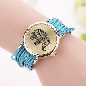 Women's Leather Bracelet Watch - Fashion Casual Elephant Wrist Watch-Classic Elephant