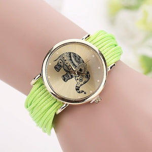 Women's Leather Bracelet Watch - Fashion Casual Elephant Wrist Watch-Classic Elephant