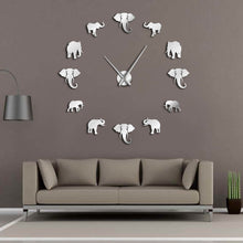 Load image into Gallery viewer, DIY Large Wall Clock Home or Office Decor - Modern Design Mirror Effect 47inch-Classic Elephant