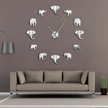 Load image into Gallery viewer, DIY Large Wall Clock Home or Office Decor - Modern Design Mirror Effect 37inch-Classic Elephant