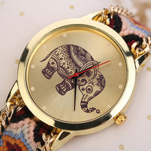 Load image into Gallery viewer, Women&#39;s Watches - Elephant Pattern National Weave Gold Bracelet-Watches-Classic Elephant