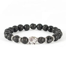 Load image into Gallery viewer, Unisex Lava Stone Onyx Bead Buddha Elephant Charm Bracelet-Bracelet-Classic Elephant