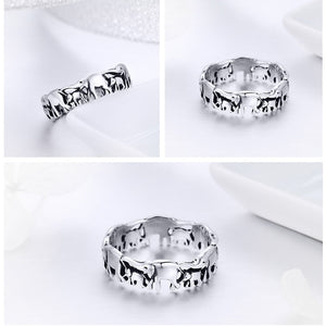 Trendy 100% 925 Sterling Silver Stackable Elephant Family Finger Rings for Women-Classic Elephant
