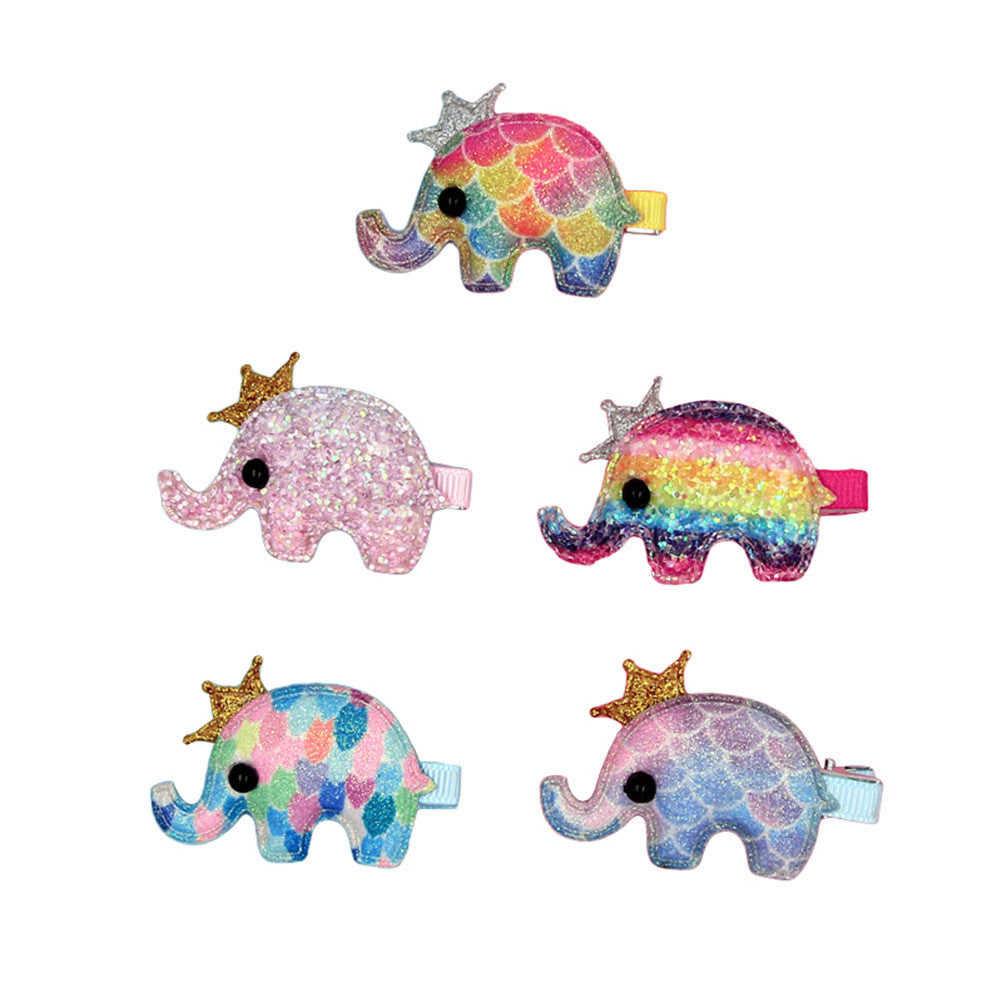 Colorful 10pc Rainbow Elephant Hair Clip-Classic Elephant