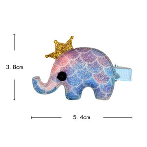 Colorful 10pc Rainbow Elephant Hair Clip-Classic Elephant