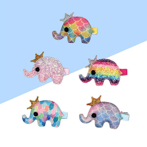 Colorful 10pc Rainbow Elephant Hair Clip-Classic Elephant