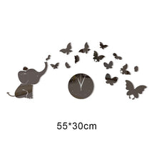 Load image into Gallery viewer, Baby Elephant and Butterflies 3D Crystal Mirror Wall Clock-Classic Elephant
