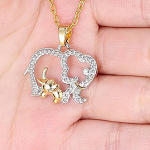 Elephant Crystal & Alloy Metal Pendant Necklace with Gold Chain-Necklace-Classic Elephant