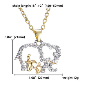 Elephant Crystal & Alloy Metal Pendant Necklace with Gold Chain-Necklace-Classic Elephant