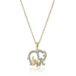 Elephant Crystal & Alloy Metal Pendant Necklace with Gold Chain-Necklace-Classic Elephant