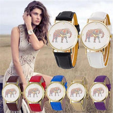 Load image into Gallery viewer, Women&#39;s Elephant Pattern Wrist Watch - Weaved Leather Quartz-Classic Elephant