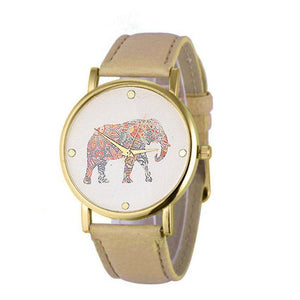 Women's Elephant Pattern Wrist Watch - Weaved Leather Quartz-Classic Elephant