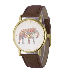 Women's Elephant Pattern Wrist Watch - Weaved Leather Quartz-Classic Elephant
