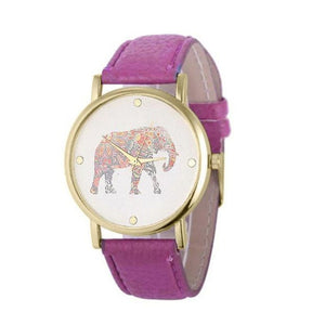 Women's Elephant Pattern Wrist Watch - Weaved Leather Quartz-Classic Elephant