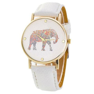 Women's Elephant Pattern Wrist Watch - Weaved Leather Quartz-Classic Elephant