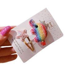 Load image into Gallery viewer, Cotton Rainbow Color Baby Elephant Hair Pins-Classic Elephant
