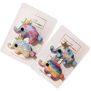 Shiny 2Pcs/set Baby Elephant Cartoon Hair Clip-Classic Elephant